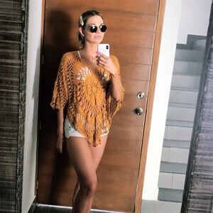 Forever 21 Yellow Marigold Crochet Top Bikini Cover Up